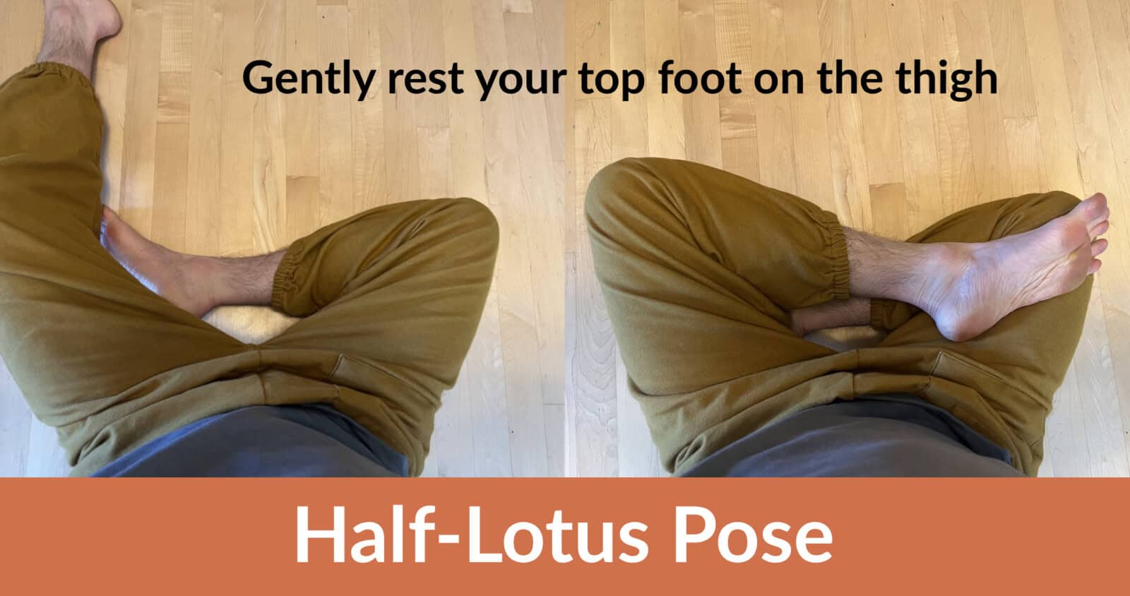 Sitting in half-lotus pose