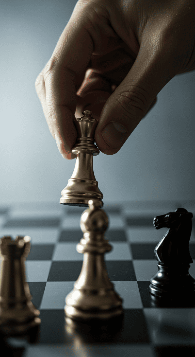 hand placing a chess piece